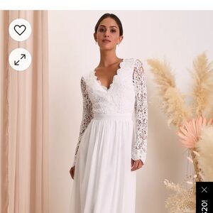 Lulus Awaken My Love White Long Sleeve Lace Maxi Dress